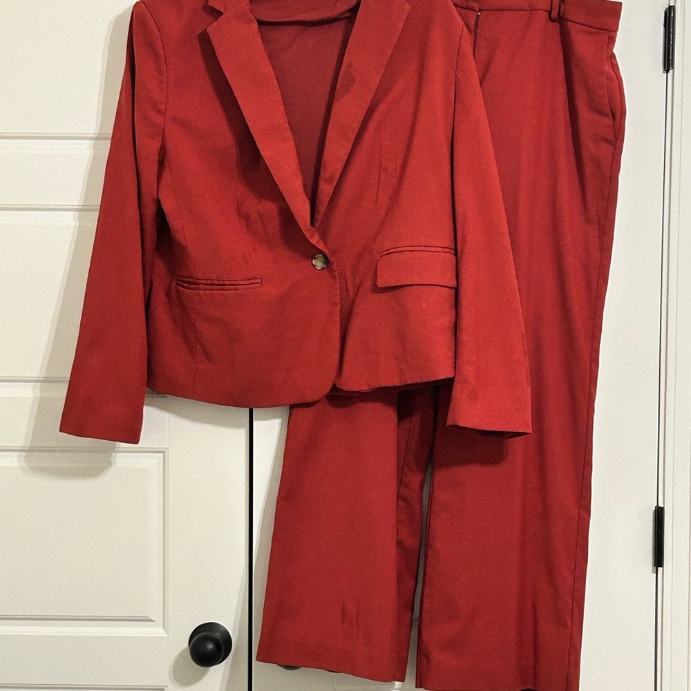 Rust Red Ann Taylor Suit with Blouse
